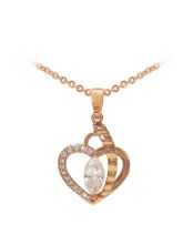 Tipperary Crystal Rose Gold Heart Pendant with Marquise Cut